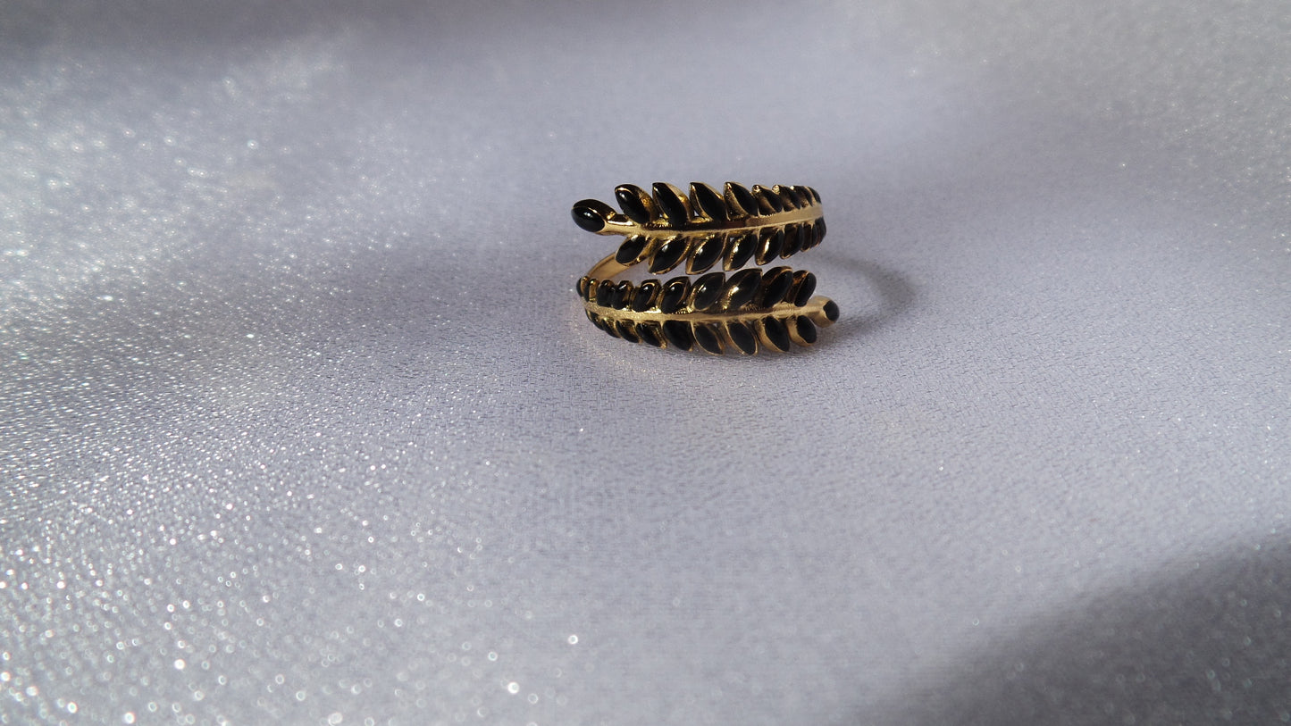 Wrap Around Leaf Enamel Ring | 18K Gold Plated| Adjustable Ring