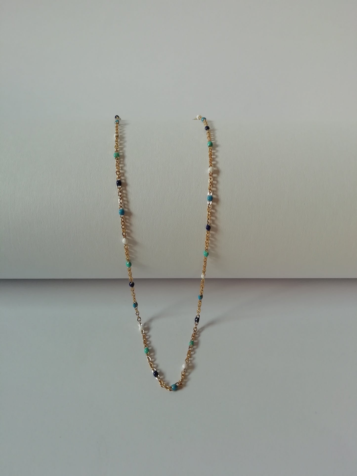 Enamel Beads Satellite Chain Necklace | 316L Stainless Steel | Gold Plated
