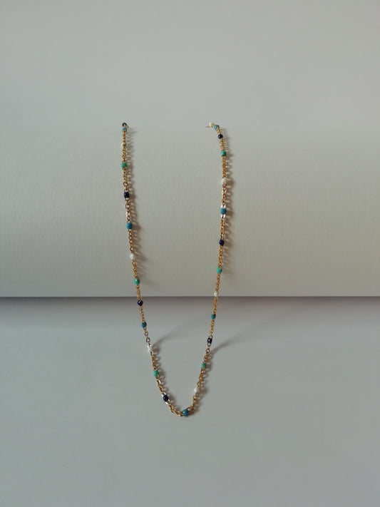 Enamel Beads Satellite Chain Necklace | 316L Stainless Steel | Gold Plated