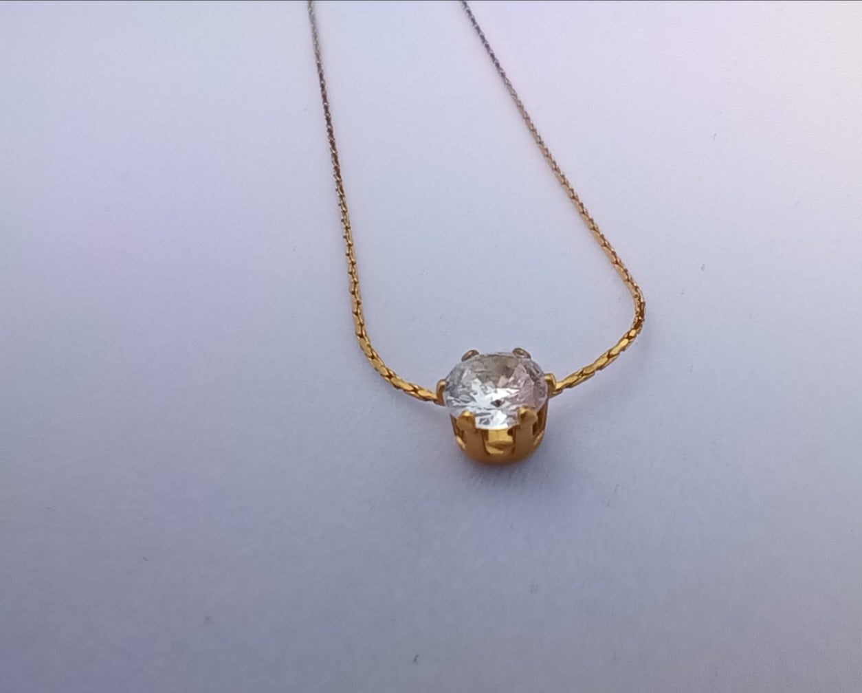Six Claw Clear Zircon Necklace | 316L Stainless Steel | PVD 14K Gold Plated